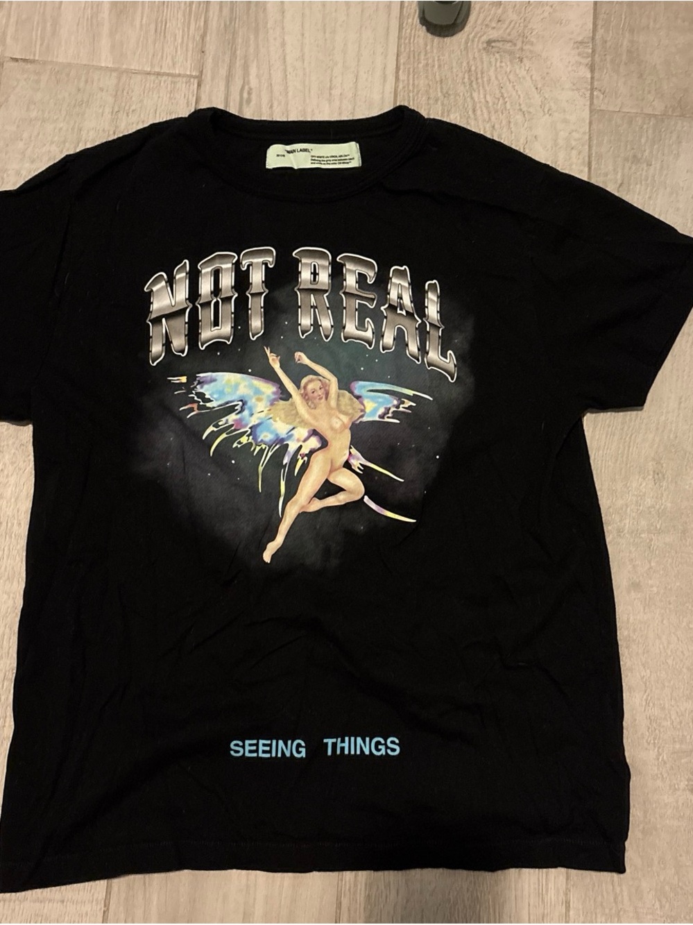 Off-White Black 'Not Real' Fairy Graphic Tee